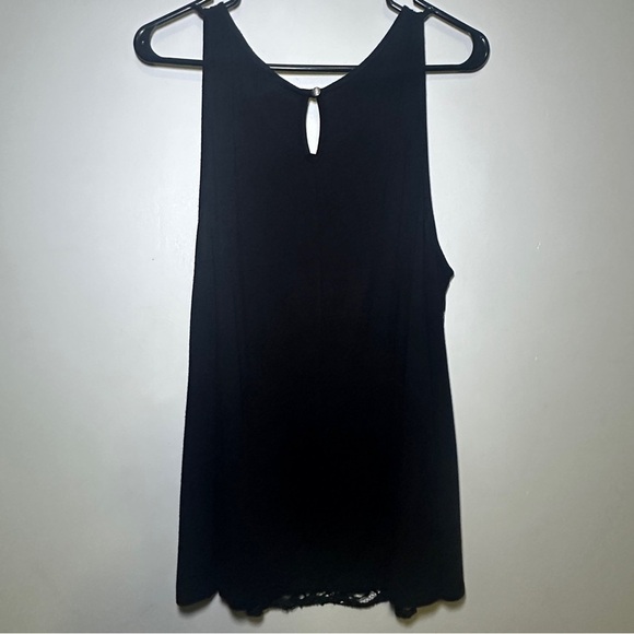 Black Sleeveless Lace Tank Top with Bead Accents at Neck Size Large Whimsigoth - Picture 4 of 7